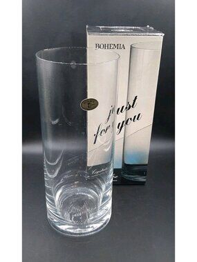Vintage Bohemia Crystalex 10 in Tall Vase Czechoslovakia in Original Box